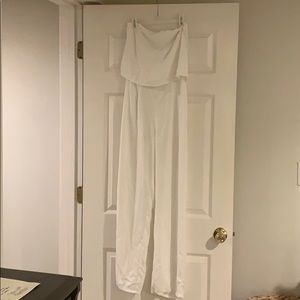 CHIC WHITE Strapless Full Pant Romper